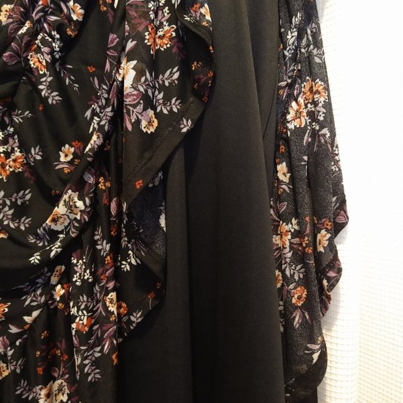 NEW Lily Rose Long Sleeve Black Floral Lined Dress XXL - Picture 5 of 8